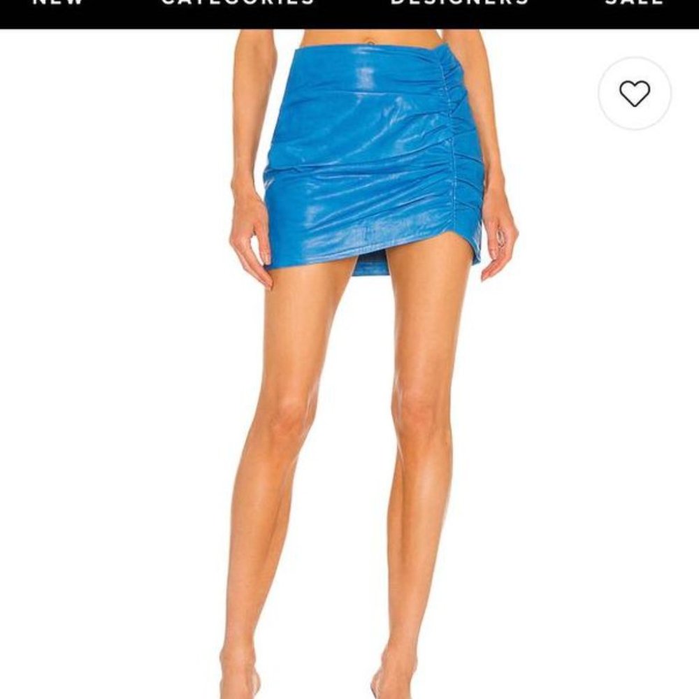 Lamarque x revolve Arica leather Skirt in blue denim color - Picture 6 of 6